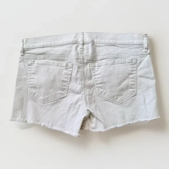 LOFT Womens Size 8 29 White Frayed Bottom Denim Shorts Subtle Polka Dots - Picture 5 of 5